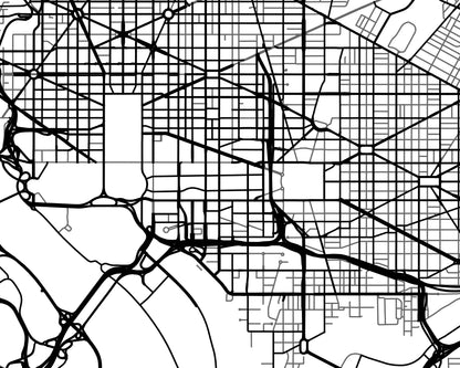 Washington DC Poster -  Wall Decor Map of City Road Network
