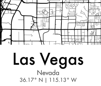 Las Vegas Poster -  Wall Decor Map of City Road Network