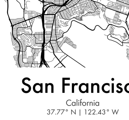 San Francisco Poster -  Wall Decor Map of City Road Network