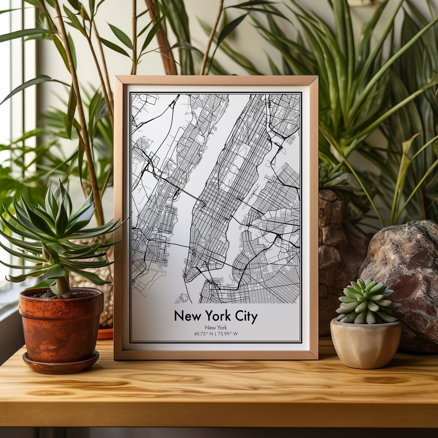 New York City Manhattan Poster -  Minimalist Map of City Road Network